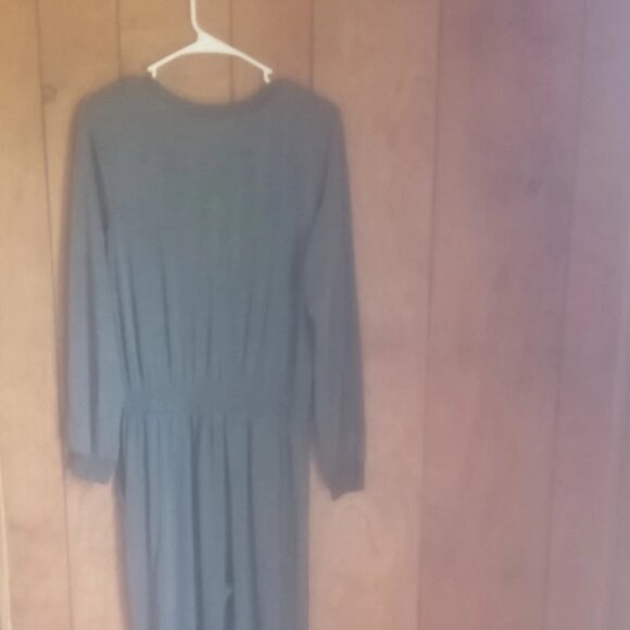 womens gray long sleeve elastic waist jumpsuit size M - Picture 5 of 5
